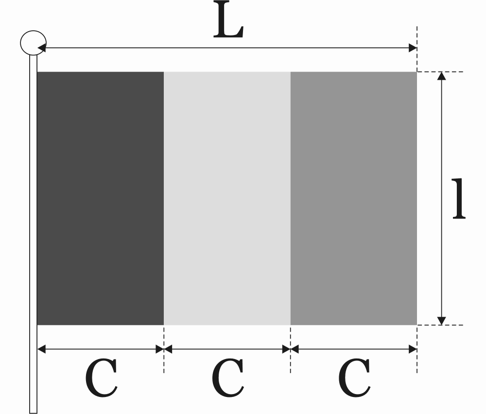 Construction sheet of the flag of Romania