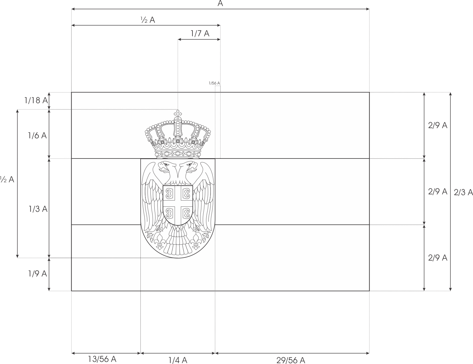 Construction sheet of the flag of Serbia